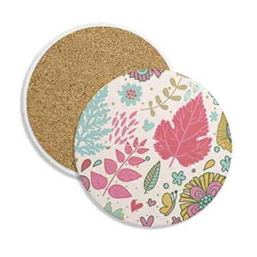 Imagem de Porta-copos de cerâmica com pintura de plantas e flores pintadas, suporte de caneca, pedra absorvente para bebidas, presente de 2 peças