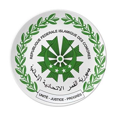 Imagem de Moroni Comoros Placa com emblema nacional de porcelana decorativa Salver Prato de jantar