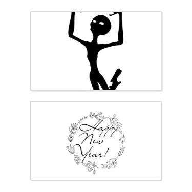 Imagem de Universo e alienígena pulando Alien Ano Novo Festival Cartão de felicitações Bless Mensagem presente