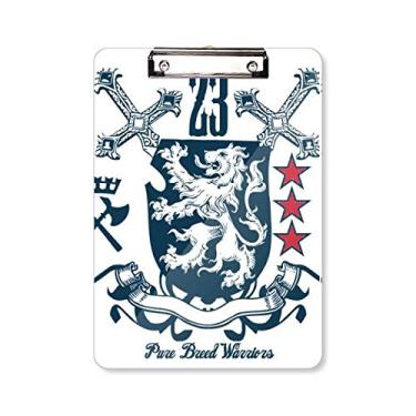 Imagem de Espada Medieval Cavaleiros da Europa Emblema Leão Prancheta Pasta de Escrita Placa de Apoio A4