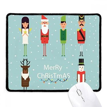 Imagem de Mousepad com ilustração abstrata Merry Christmas com borda costurada, tapete de borracha para jogos