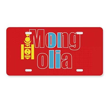 Imagem de DIYthinker Placa de licença com nome da bandeira da Mongólia em aço inoxidável para decoração de automóveis