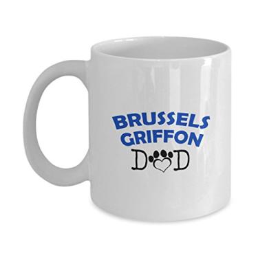 Imagem de Caneca divertida de casais Griffon de Bruxelas – pai Griffon de Bruxelas – Mãe Griffon de Bruxelas – Presentes apaixonados por Griffon – Ideia exclusiva de presentes de cerâmica (papai)