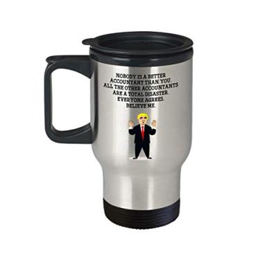 Imagem de SpreadPassion Caneca de viagem com cabeça de Trump de contador – copo isolado de 400 ml