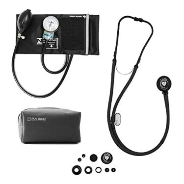 Imagem de Kit Esfigmomanômetro Estetoscopio Rappaport Black Ed P.a Med (Preto)