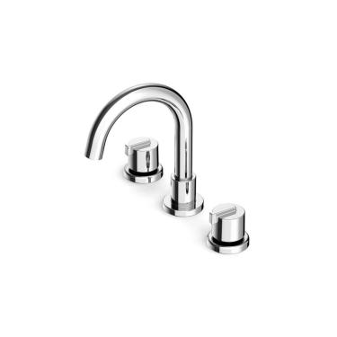 Imagem de Misturador Lavatório De Mesa Com 3 Furos Bica Alta Com Válvula Singles One Cromado Roca