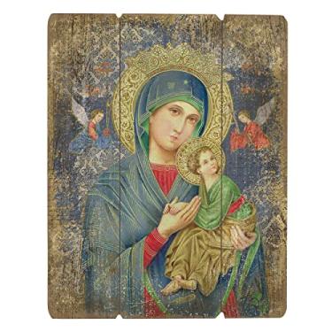 Imagem de Christian Brands Placa de palete de madeira inspiradora, 40 x 33 x 2,5 cm, Our Lady of Perpetual Help