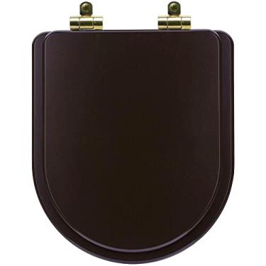 Imagem de Tampa de Vaso Poliéster Com Fechamento Lento Link/lk Marrom Fosco para Louça Deca com Ferragem Dourada