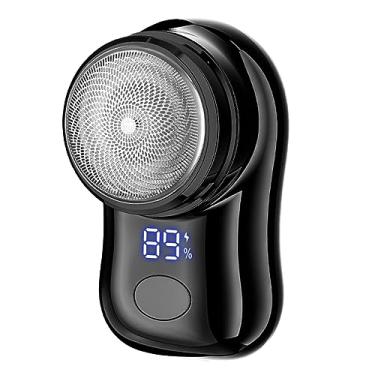 Imagem de predolo Mini barbeador para depilação facial masculino, portátil, fácil de usar, recarregável, tamanho de bolso, aparador de barba, navalha de barba para casa, PRETO