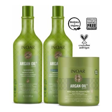 Imagem de Inoar Kit Shampoo + Condicionador 1l + Masc Argan Oil 500g