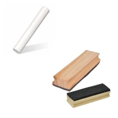 Imagem de Giz Lousa Cilíndrico Plastificado Branco 50 Unidades c/Apagador