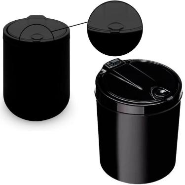 Imagem de Lixeira de Pia Cesto de Lixo 3 litros Plástica Click Cozinha Preta com Tampa Viel