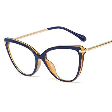 Imagem de Óculos de bloqueio de luz azul Cat Eye para mulheres anti-fadiga ocular Tr90 Óculos de espelho de computador Blue Leopard