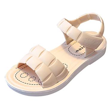 Imagem de Sandálias aquáticas para meninas sandálias infantis sapatos rasos macios moda e confortável pequeno, médio e grande chinelos pug para meninas, Branco, 1 Little Kid