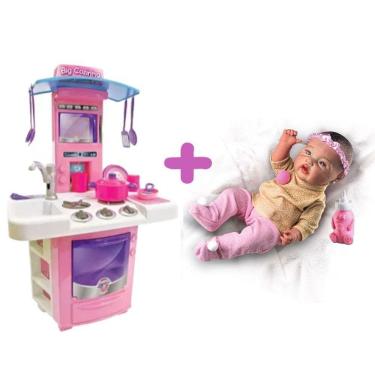 Imagem de Kit Bebê Reborn - Boneca, Lindo, Fofa E Resistente - Igual Bebê + Cozinha