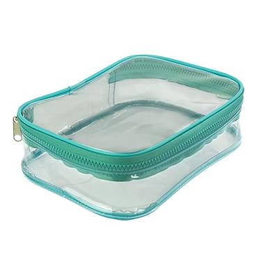 Imagem de Estojo Baú GG em PVC Cristal Verde Água