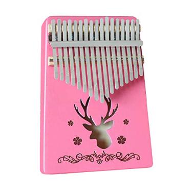 Imagem de Piano de dedo 17 teclas série rosa Kalimba instrumento de polegar, piano de dedo de polegar de bolso, piano Mbira para amantes de música, com martelo de afinação (18 cm x 13 cm) rosa 10
