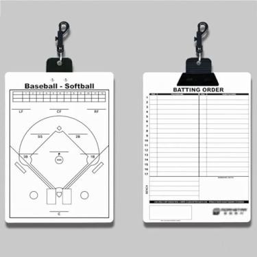 Imagem de Quadro de escalação de beisebol, prancheta de apagamento a seco de treinadores, quadro de treinador de dupla face em PVC com caneta marcadora, ótimas ferramentas para táticas de treinamento