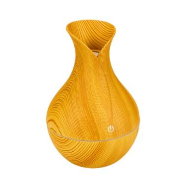 Imagem de Umidificador de Ambiente Ultrassônico Estilo Madeira Clara USB 130ml C/Leds Brilhosos Umidificador Difusor de Aroma Aromatizador Purificador de Ar Elétrico Premium MR Utility