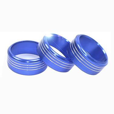 Imagem de GEEGEETOP Tampa de botão de volume de som de console central de alumínio compatível com Subaru Forester Crosstrek Impreza XV carro AC ar condicionado maçaneta anel guarnição 3 peças (azul)