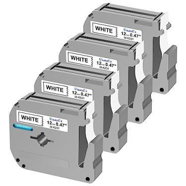 Imagem de USUPERINK Pacote com 4 refis compatíveis com Brother P-Touch M Tape MK231 M-K231 M231 MK231S M-K231S 12 mm 0,47 etiqueta branca para Brother PT-M95 PT-70 PT-90 PT-65 PT-45 PT-80 PT-85