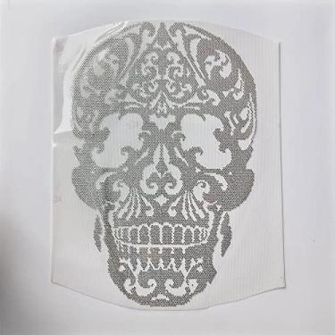Imagem de Crânio brilhante moda grande pasta de tecido quente lantejoulas diamante DIY roupas camiseta patch decorativo acessórios de roupas