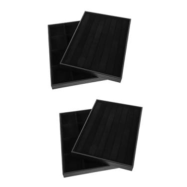 Imagem de Bandeja de joias de veludo preto, 4 peças, mostruário de joias, pulseira, organizador de anel, colares, bandeja de exibição de joias, bandeja de joias, organizador de gaveta, bandeja de broche, caixa