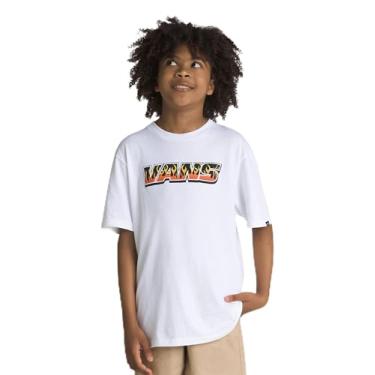 Imagem de Vans Camiseta clássica para meninos (crianças grandes), Up in Flames (branca), M