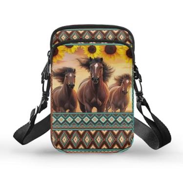 Imagem de BYCHECAR Bolsa tiracolo esportiva de viagem casual para crianças e adolescentes, Cavalo asteca ocidental, One Size