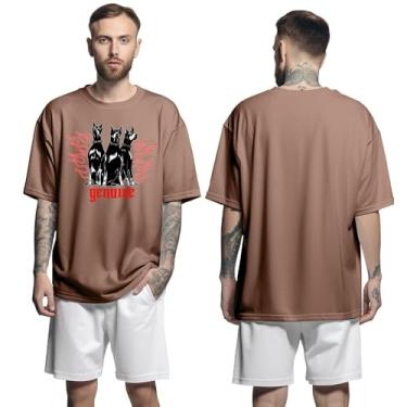 Imagem de Camisa Camiseta Oversized Streetwear Genuine Grit Masculina Larga 100% Algodão 30.1 Genuine Dogs - Marrom - P