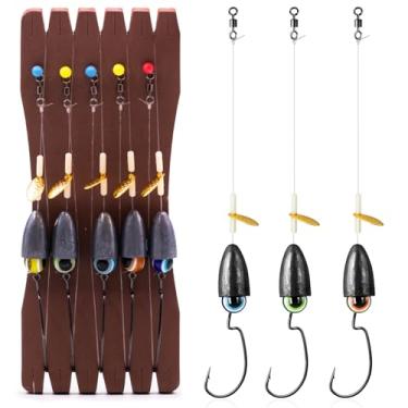 Imagem de FishTrip Ganchos Texas Rig para pesca de robalo, ganchos de minhoca EWG com pescas de bala, chumbadas para água doce e salgada, 5 peças