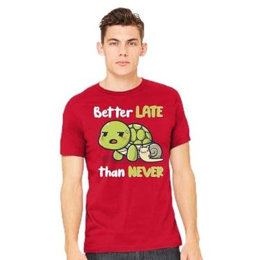 Imagem de TeeFury - Better Late Than Never - Camiseta masculina animal, tartaruga, Royal, 4G