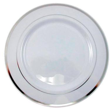 Imagem de Kit 60 Pratos Refeição 26Cm Descartáveis De Luxo Em Plástico