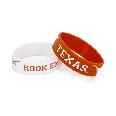 Imagem de Pulseira de borracha de silicone NCAA, pacote com 2, Team Colors, Texas Longhorns