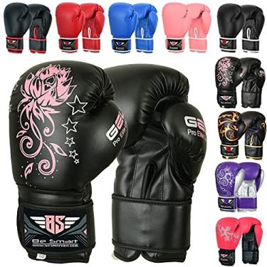 Imagem de BeSmart Luvas de boxe para crianças de 113 g, saco de pancada infantil MMA juvenil P (preto, 170 g)
