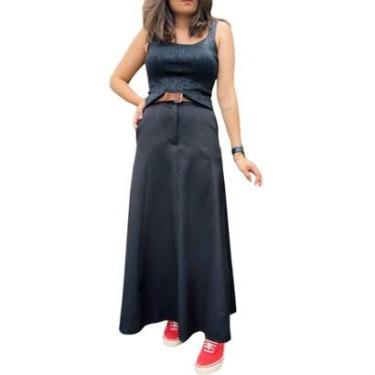 Imagem de Saia Longa Alfaiataria Preto-Feminino