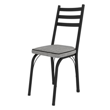 Imagem de Kit 4 Cadeiras De Cozinha Luisiana Estampado Grafiato Pés De Ferro Preto