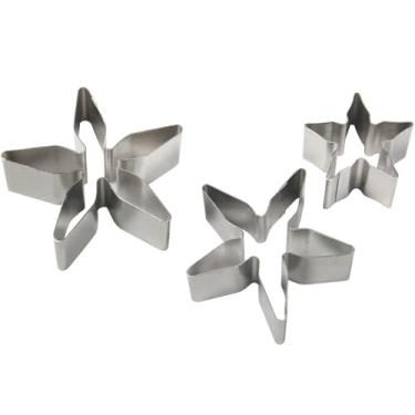 Imagem de PME RC180 Cortadores de pétalas de flor de rosa de aço inoxidável com cálice/poinsétia, conjunto de 3 prateados 3,7 x 1,2 x 3,9 cm