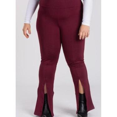Imagem de Calça Feminina Plus Size Montaria Flare Abertura Frente Cós Alto Largo - Serena-Feminino