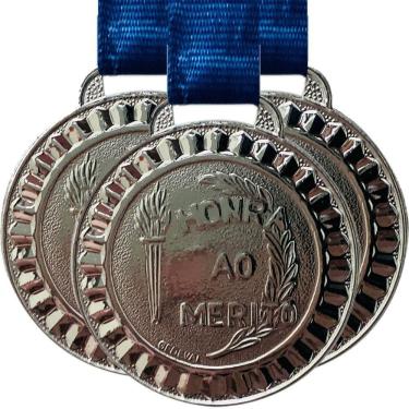 Imagem de Kit 30 Medalhas De Honra Ao Mérito 4,5cm Diâmetro Torneio prata