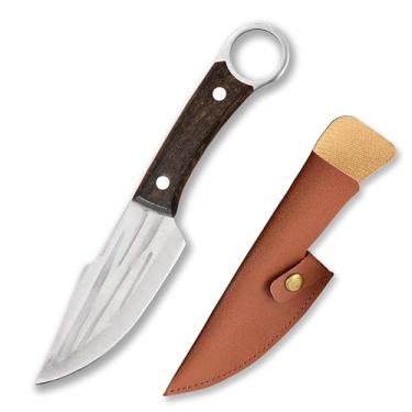 Imagem de Faca de chef portátil forjada à mão/faca multiuso com bainha, adequada para cortar frutas, churrasco ao ar livre, piquenique acampamento, corte de carne de cozinha (cabo de madeira de asa de frango)