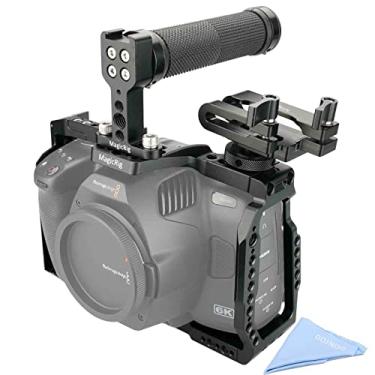 Imagem de MAGICRIG BMPCC 6K Pro/6K G2 Gaiola completa com alça superior (borracha), braçadeira de montagem SSD T5 para câmera Blackmagic Design Pocket Cinema 6K Pro e 6K G2