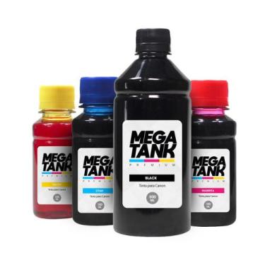 Imagem de Kit 4 Tintas Canon G4111 Black 500ml Coloridas 100ml Mega Tank