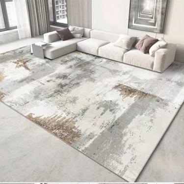 Imagem de Cinza Claro Abstrato Tapetes Sofá Cadeira Área Tapete Moderno Sala de Estar Decoração Tapete Quarto Cabeceira Grande Tapete de Chão, Flanela 12.200x250cm 78,7x98 pol.