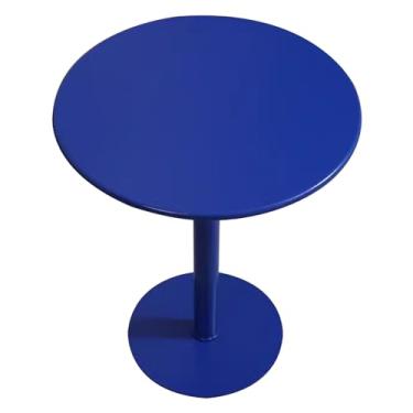 Imagem de Mesa de bar alta mesa de bistrô mesa de jantar azul redonda mesa alta pub bistrô para cozinha, sala de jantar, bistrô, coquetel, mesa redonda de bar com base de metal
