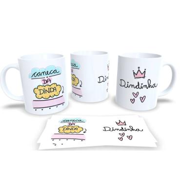 Imagem de Caneca de Porcelana Branca Personalizada Coleção Dindo e Dinda