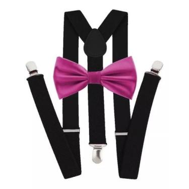 Imagem de Kit Suspensório Preto + Gravata Borboleta Rosa Pink R: 244/247 - karec