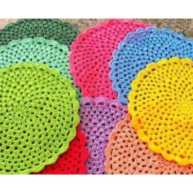 Imagem de 6 supla de croche colorido barbante feito a mao - Ricatex