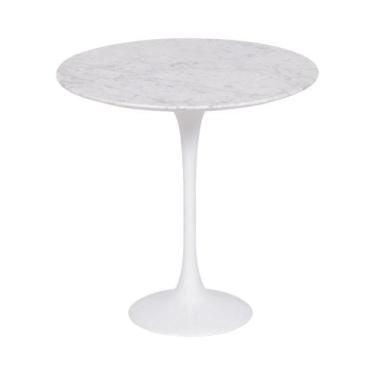 Imagem de Mesa Saarinen Lateral Carrara 51cm - Base Branca - mgsaarinen