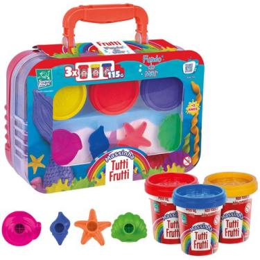 Imagem de Maleta de Massinha Grande 115G Com 4 Moldes Fundo do Mar - Super Toys,